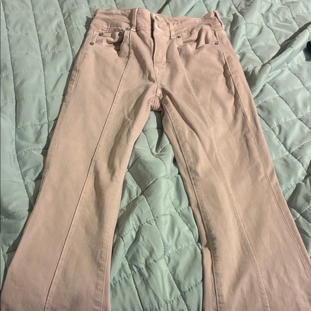 Light Blush Pink Straight-Leg Jeans